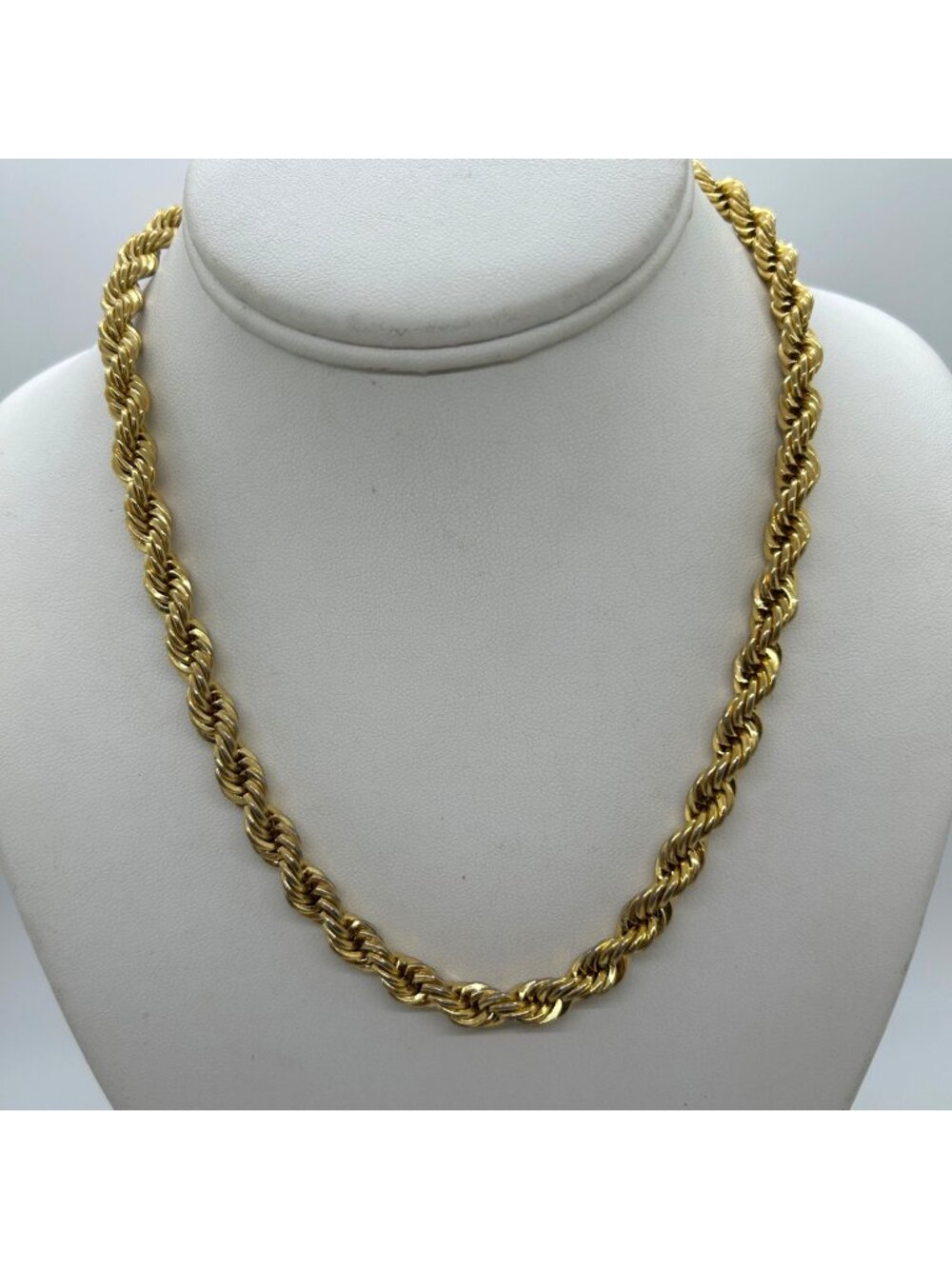 Vintage 18" Gold Tone Rope Chain Necklace Heavy Link Solid Bling Hip Hop Classic